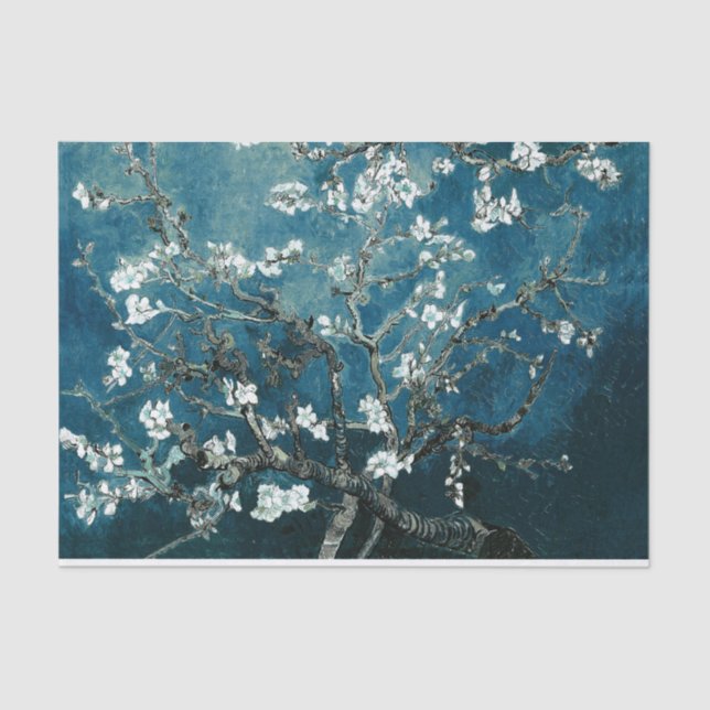 Papel De Seda Van Gogh Almond Blossoms Dark Teal (Frente )