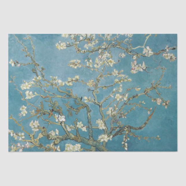 Papel De Seda Van Gogh Almond Blossoms Turquoise (Frente )