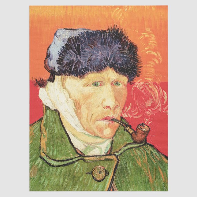 Papel De Seda Van Gogh - Autorretrato com Ouvido e Pipe Bandados (Criador carregado)