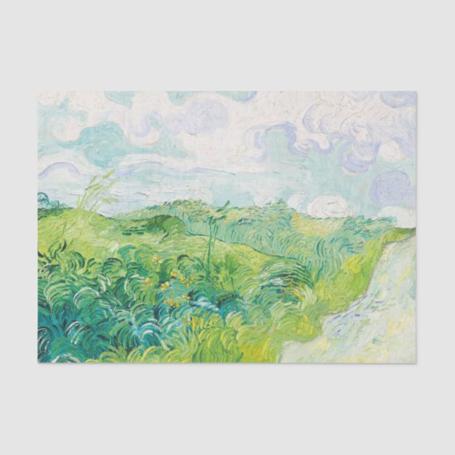 Papel De Seda Van Gogh. Campos de Trigo Verde Auvers. Impression (Frente )