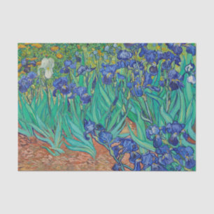 Papel De Seda Van Gogh Irises. impressionismo floral azul