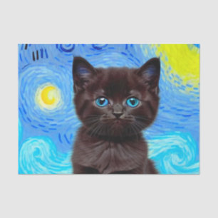 Papel De Seda Van Gogh Starry Night Black