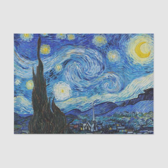 Papel De Seda Van Gogh Starry Night. Impressionismo arte de vint (Frente )