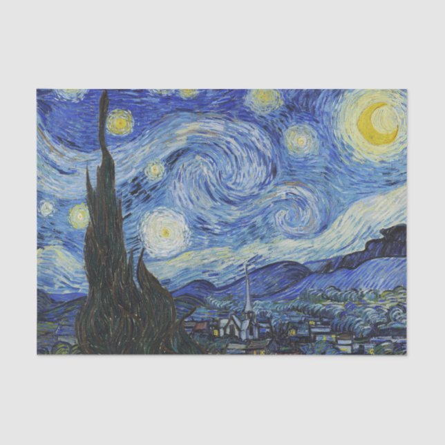 Papel De Seda Van Gogh Starry Night Painting (Frente )