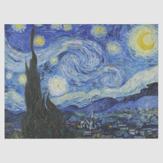 Papel De Seda Van Gogh Starry Night Swirling Sky Blue Art