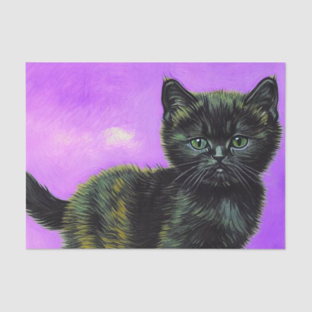 Papel De Seda Van Gogh Style Cat (Frente )