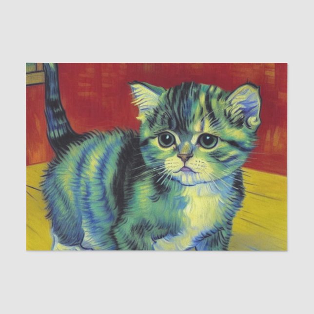 Papel De Seda Van Gogh Tabby Cat (Frente )