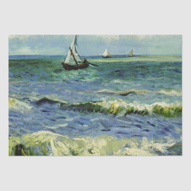 Papel De Seda Van Gogh - Um Barco de Pesca no Mar, (Frente )