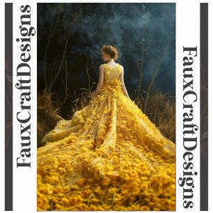 Papel De Seda Vanguarda Vestido Amarelo Flor Esquerda Decoupage
