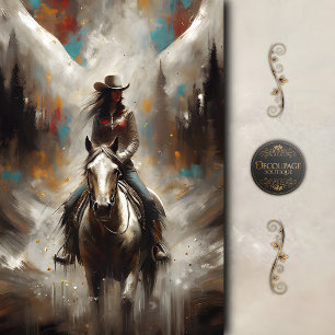 Papel De Seda Vaqueira na Trilha do Cavalo Branco Decoupage