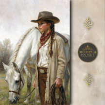 Vaqueira Trançada com Decoupage de Cavalo Branco