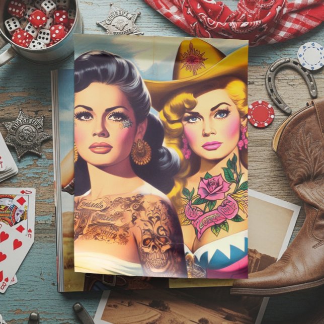Papel De Seda Vaqueiras Tatuadas Vintage (Criador carregado)