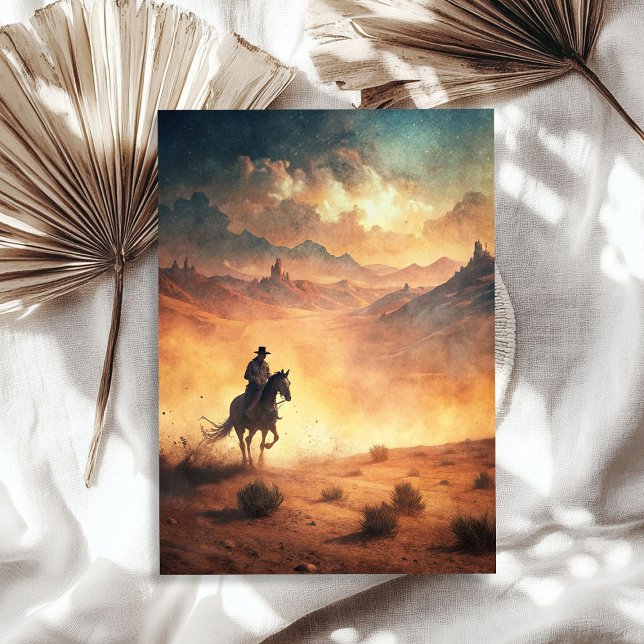 Papel De Seda Vaqueiro ocidental a cavalo na pradaria (Western cowboy riding a horse on the prairie tissue paper)