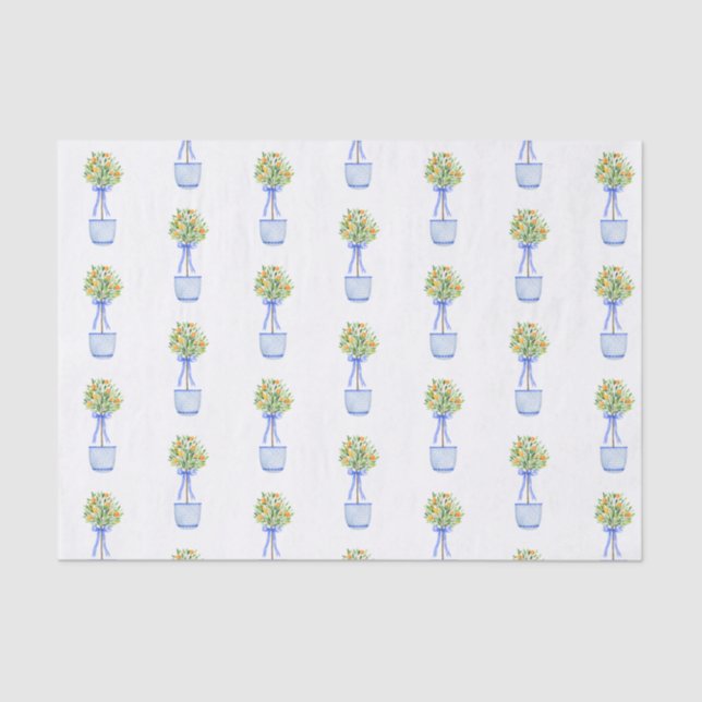 Papel De Seda Variável de Árvore Laranja de Quarela (Frente )