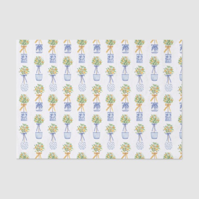 Papel De Seda Variável de Árvore Laranja de Quarela (Frente )