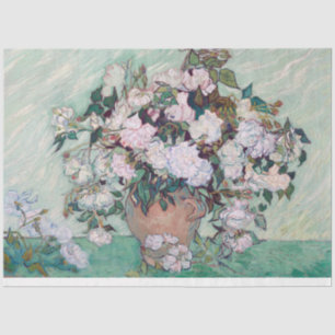 Papel De Seda Vase com Rosas Rosa, Van Gogh