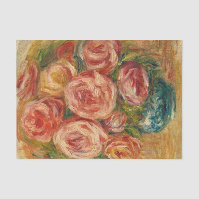 Papel De Seda Vase de Rosas por Renoir (Frente )