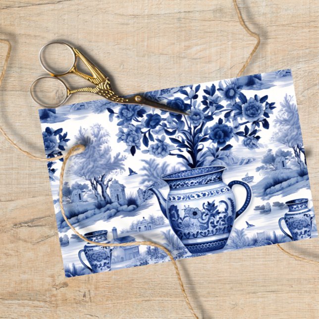 Papel De Seda Vase Floral de Dissociação Selvagem Azul (Criador carregado)