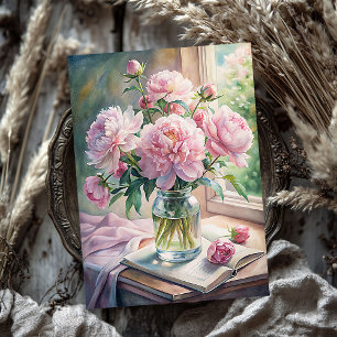 Papel De Seda Vaso chique com peões cor-de-rosa na mesa