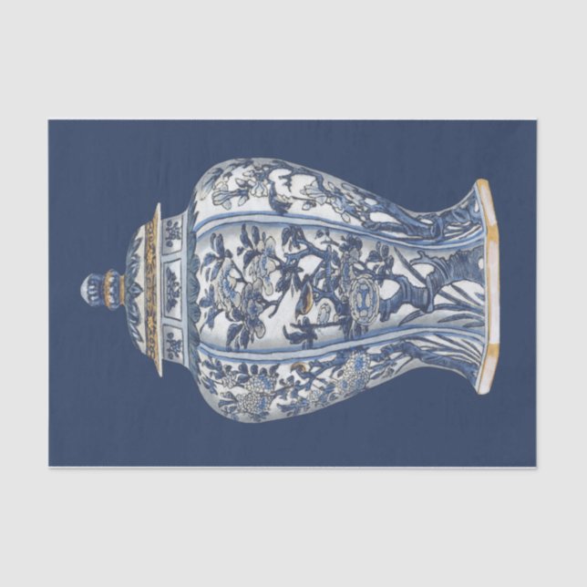 Papel De Seda Vaso de Porcelana Azul e Branco pelo Vision Studio (Frente )