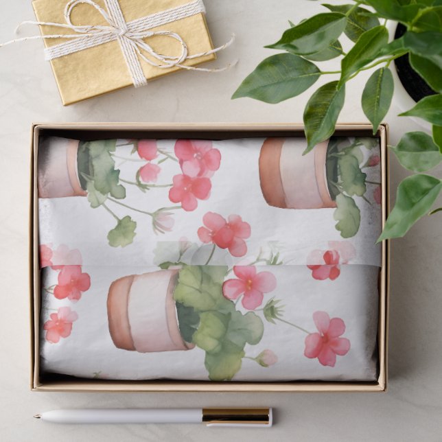 Papel De Seda Vasos de gerânio fofos (Presente)