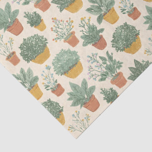 Papel De Seda Vasos de Plantas Flores Estilo de Ilustração Botân