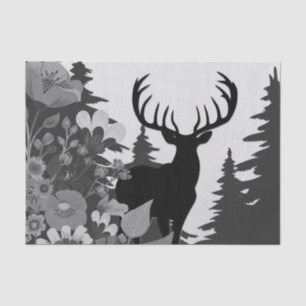 Papel De Seda Veado com Grande Rack Fora de Floresta