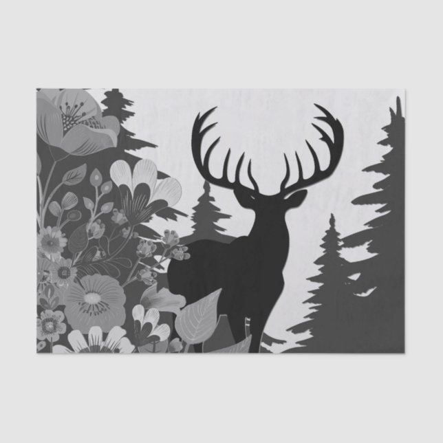 Papel De Seda Veado com Grande Rack Fora de Floresta (Frente )