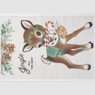 Papel De Seda Veado de Natal retrô e canas doces