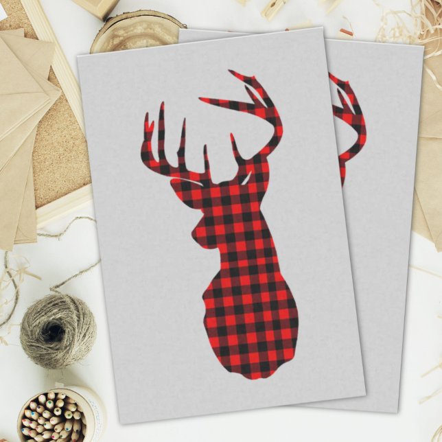 Papel De Seda veado de natal vermelho de búfalo xadrez de natal (country cabin red buffalo plaid christmas deer tissue paper)