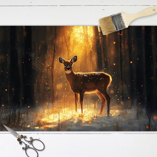 Papel De Seda Veado majestoso em uma dissociação de floresta de  (Criador carregado)