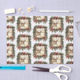 Papel De Seda Veado na Janela Arcos Vermelhos Natal