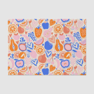 Papel De Seda Vegetais de Frutas Azuis Laranja
