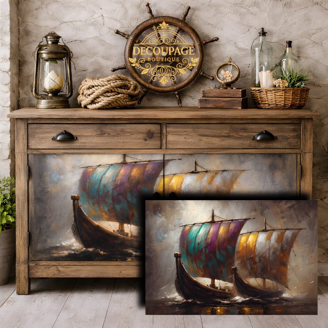 Papel De Seda Velas Coloridas de Viking Decoupage (Colorful Viking Sails Decoupage Tissue Paper)