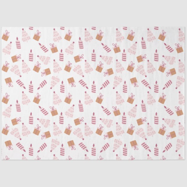 Papel De Seda Velas de Árvores de Natal Oferecem Natal Rosa (Frente )