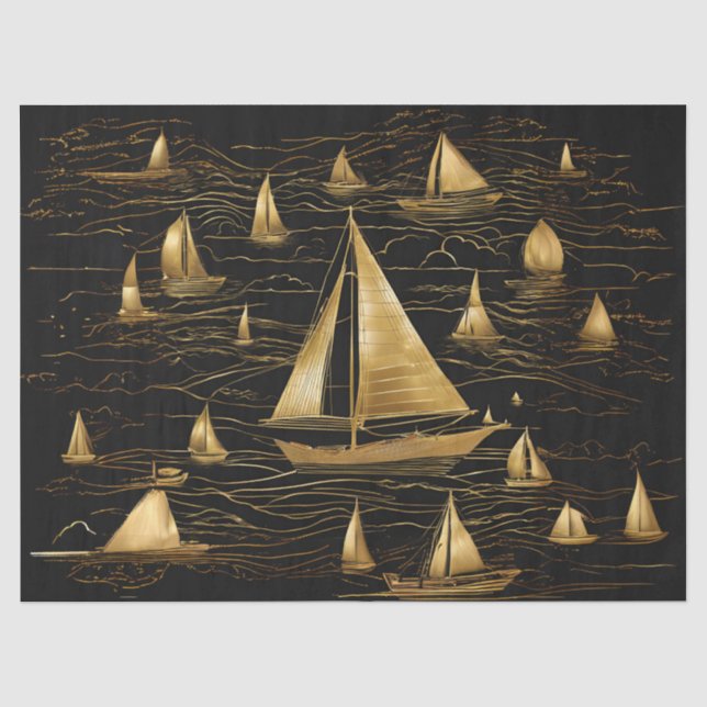 Papel De Seda Velas Douradas no Mar Negro (Frente )