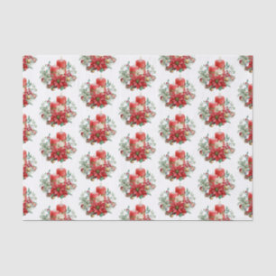 Papel De Seda Velas e Poinsettia - Padrão de Natal do Buquê