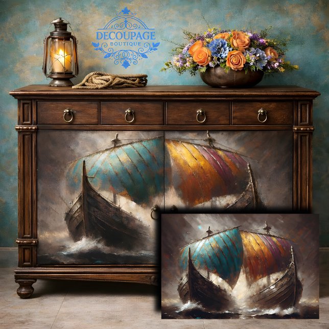 Papel De Seda Velas Viking Colidem Decoupage (Viking Sails Clash Decoupage Tissue Paper)