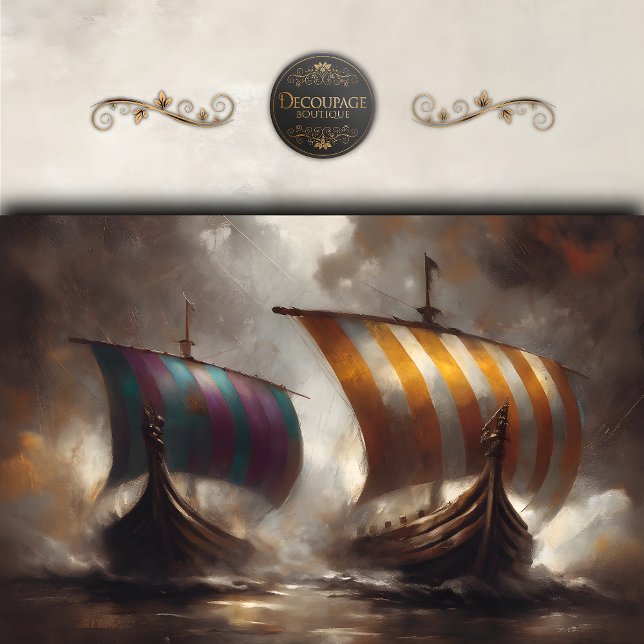 Papel De Seda Velas Viking Decoupage Listradas (Striped viking Sails Decoupage Tissue Paper)