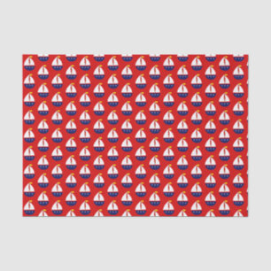 Papel De Seda Velero Estilizado Branco Azul Amarelo Vermelho BG