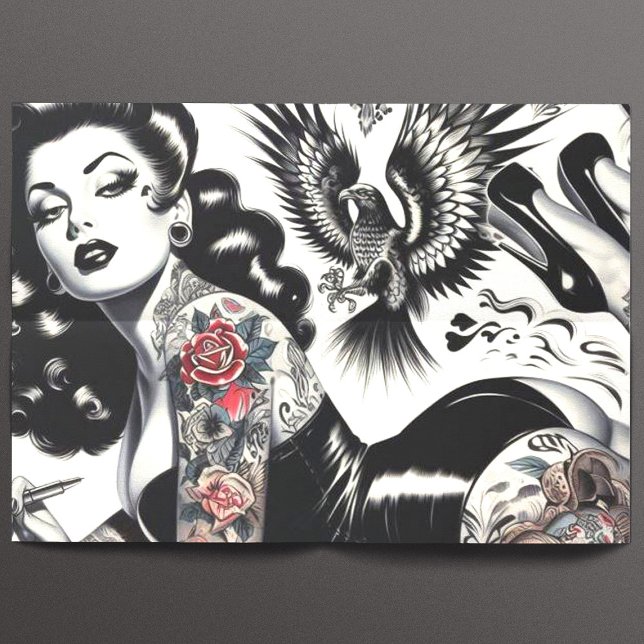 Papel De Seda Velha Garota Tatuada na Escola (Criador carregado)