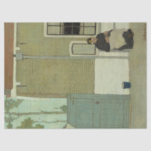 Velha holandesa em frente à sua casa