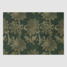 Veludo Floral Falso Verde e Dourado Natalino