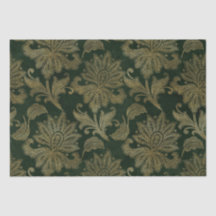 Veludo Floral Falso Verde e Dourado Vintage de Nat