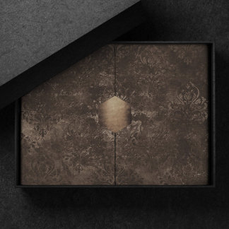Papel De Seda Velvety Bronze Damask | Grunge Barroco Marrom