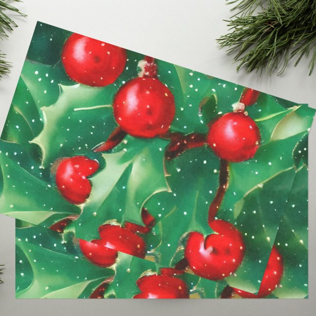 Papel De Seda Veneração De Natal E Berries Vermelhos (Criador carregado)