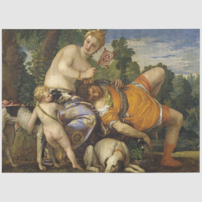 Papel De Seda Vênus e Adonis (por Paolo Veronese) (Frente )
