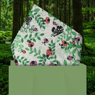 Papel De Seda Verão - Insetos-Dama, Borboletas e Folhas