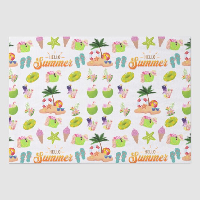 Papel De Seda Verão sem costura com padrão de coco (Frente )