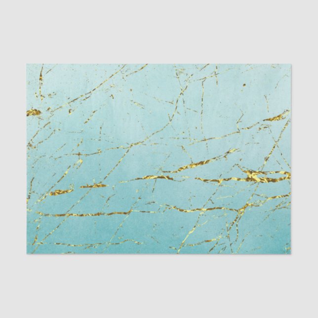Papel De Seda Verde Azul Com Dourado (Frente )